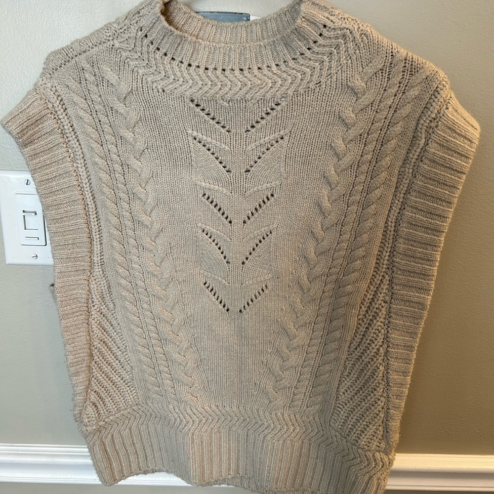 Neutral Cable Knit Sleeveless Women's Sweater Vest- Wit and Wisdom